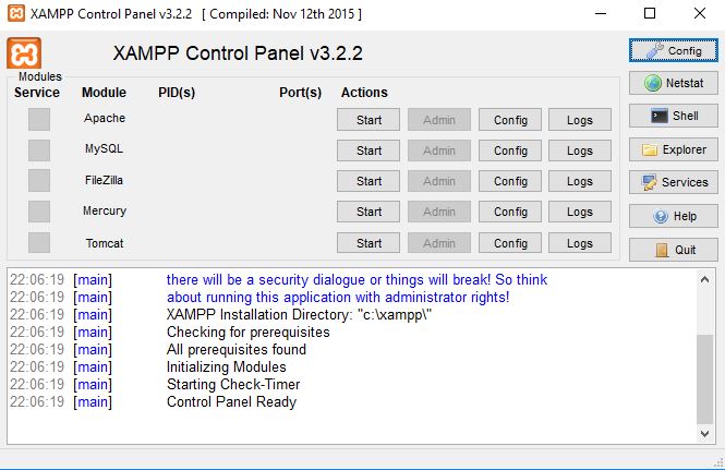XAMPP Localhost Kontrol Paneli