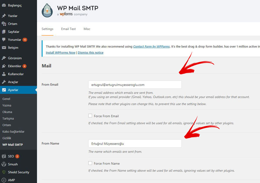 WP Mail SMTP by WPForms Ayarları 1